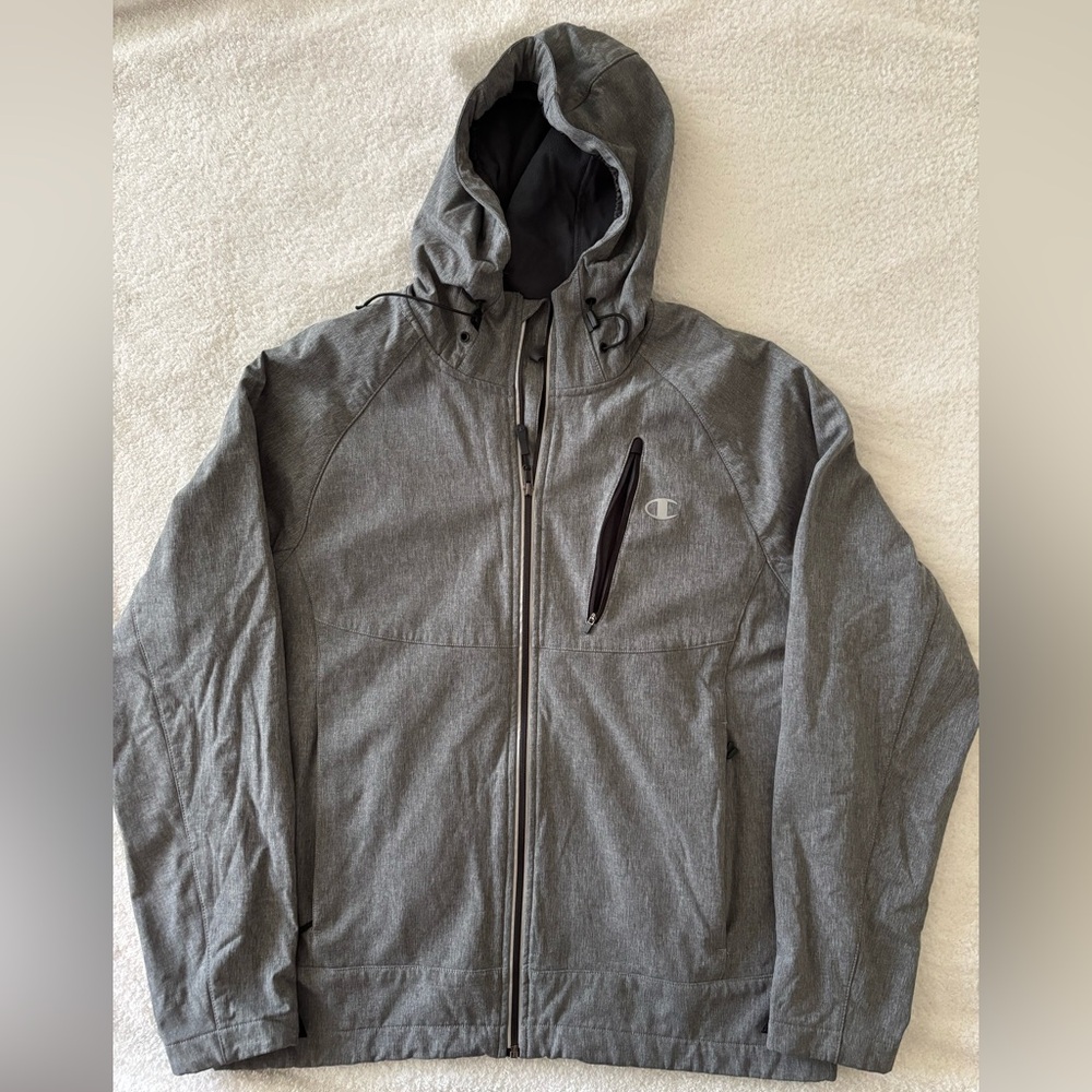 Champion Men's Charcoal Hooded Windbreaker Size XL